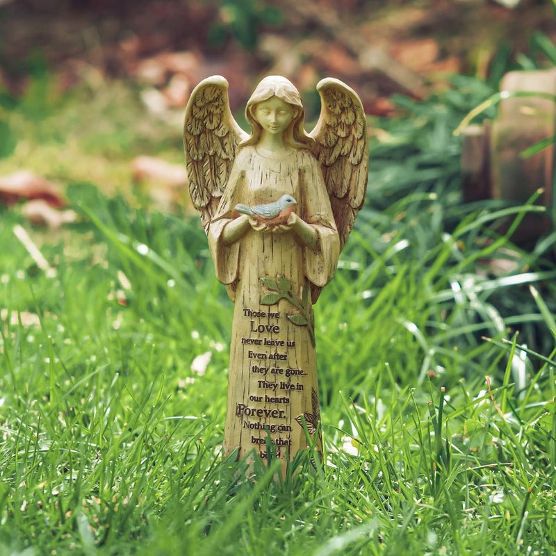 IVYHOME Angel Figurine Garden Angel Statues with Bird Statuary Decoration for Home, Yard & Patio - Image 2